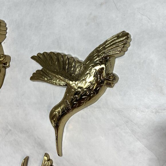 Lot Of 3 Vintage Homco Gold Hummingbird Wall Hanging  7669 USA Plastic - Picture 2 of 7